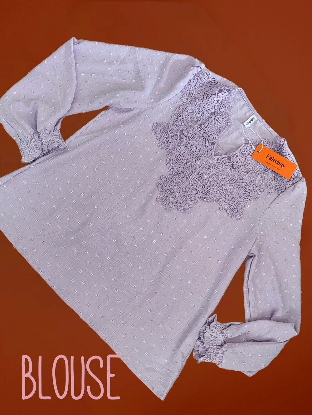 New Lace textured lilac blouse Women